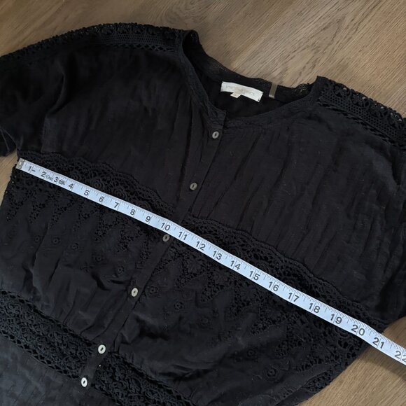 LoveShackFancy Beth Maxi Dress black size L large black cotton sheer voile shirt - Picture 10 of 16